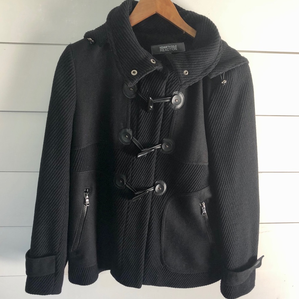 KENNETH COLE Reaction SZ 10 Black Winter Coat Heavy Warm Thick Jacket